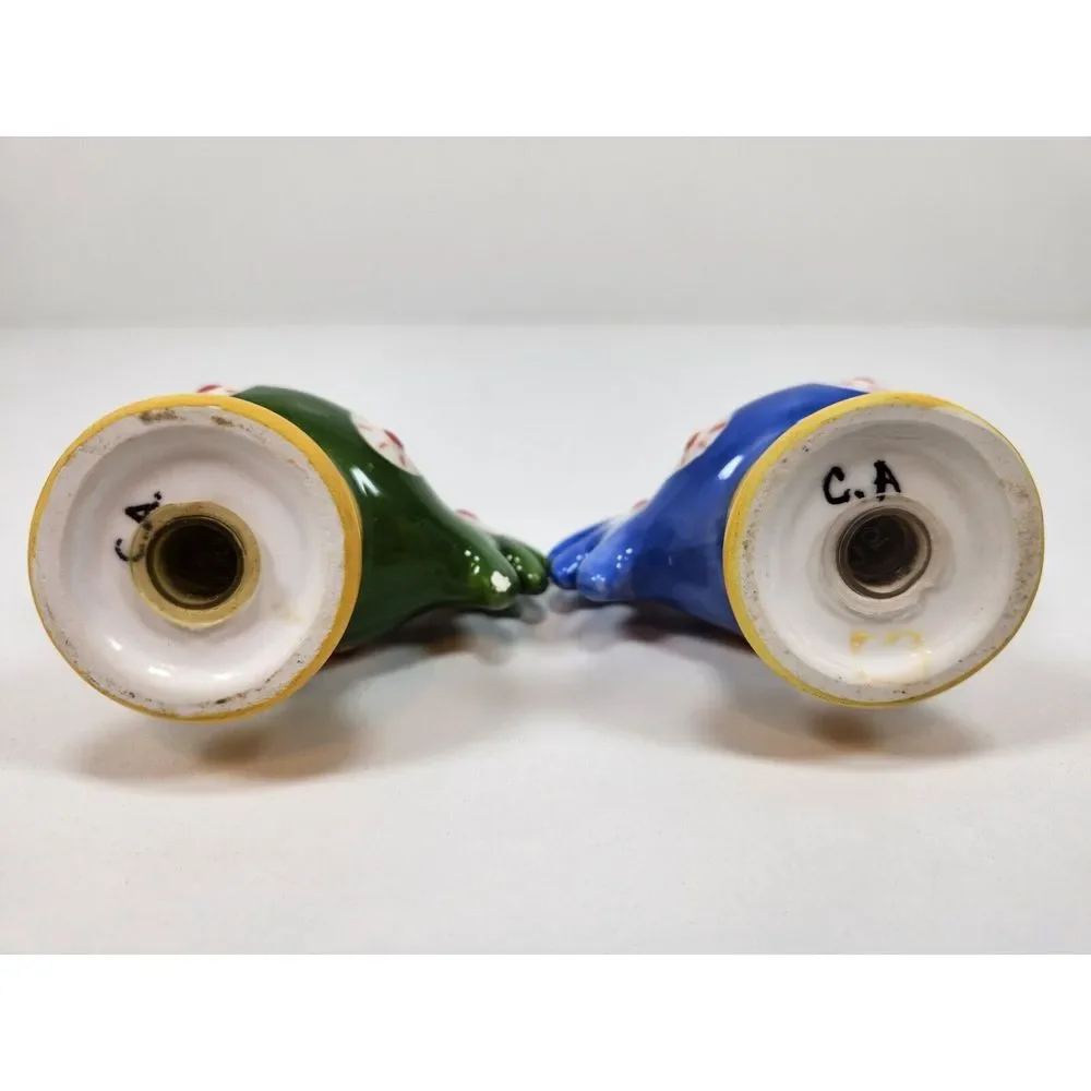 Clay Art Collectible‎ Rooster Salt & Pepper Shaker Blue and Green